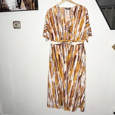 Bloomchic Women’s 14 - 16 Dress Striped Orange Rust Midi Boho Pockets Fall