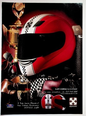 SparX S-07 Corsa Motorcycle Helmet Racing Ad Print Red White Checkered Modern