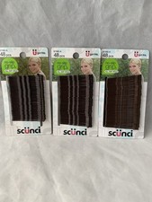 Lot/3 SCUNCI No Slip Grip Bobby Pins Brown ALL DAY HOLD 144 Total      T18