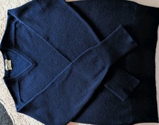 HERMES 100% CASHMERE VNECK SWEATER MEN'S DEEP NAVY BLUE EUC 48