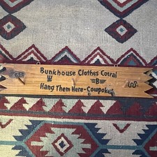 Vintage Western Cowboy Ranch Wood Coat Rack Hanger