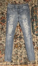 American Eagle distressed light wash skinny jeans size 10 long 2017