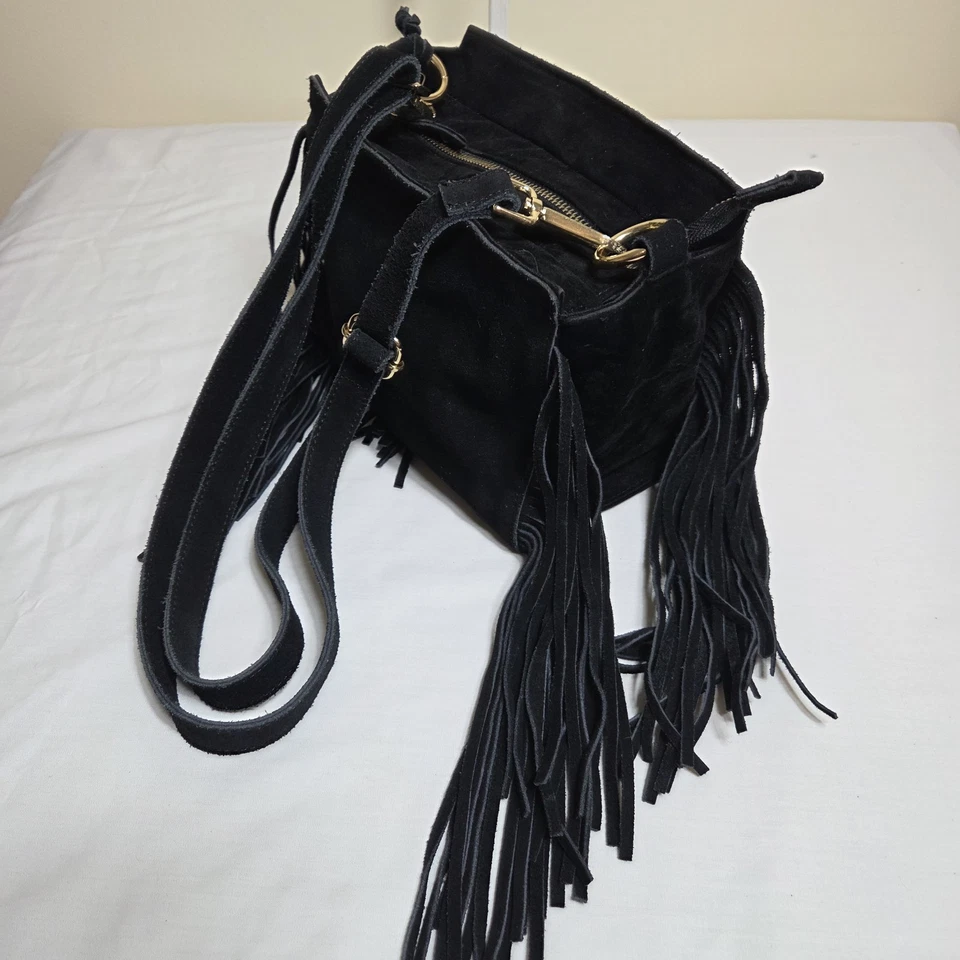 Bandolera boho hippie gamuza flecos borla cuero vaquera occidental mossimo Foto 4 de 4