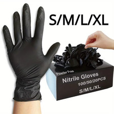 Disposable Black Nitrile Gloves Latex Free Heavy Duty Cleaning Cooking XL