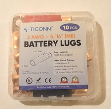TICONN 10PCS 2 Awg - 5/16" M8 Battery Cable Ends, Heavy Duty Copper Battery Lu