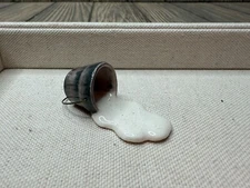 Miniature Vintage Ceramic Spilled Milk Bucket Figurine 1.5" Handmade Unique Deco