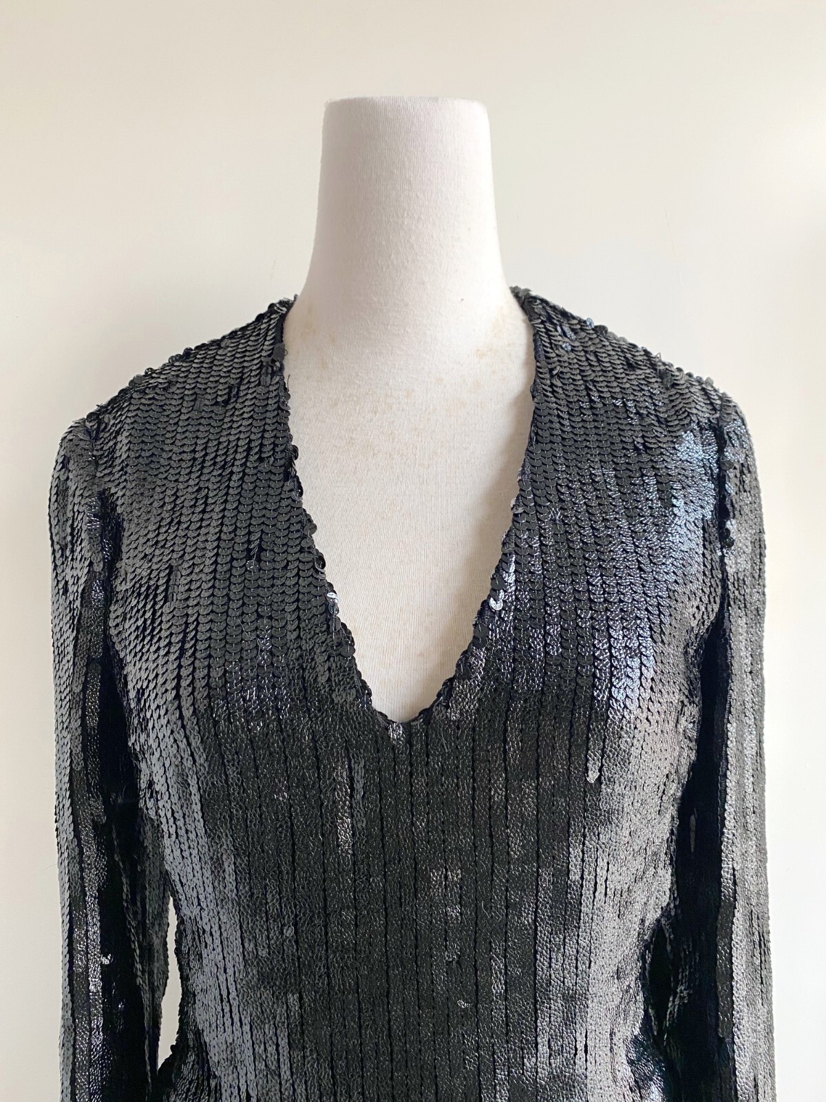 Abito YVES SAINT LAURENT YSL 2006 F W passerella nero paillettes di Stefano Pilati