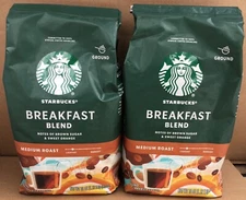Starbucks Breakfast Blend Ground Coffee 2 Large Packages Medium Roast