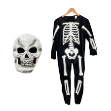 Fun World Skeleton Costume Boys Husky 10-12 Halloween Skull Easter Unlimited