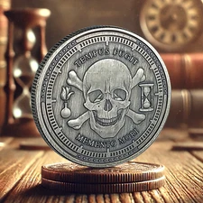 "Tempus Fugit" Memento Mori Challenge Coin, Daily Stoic Reminder Practice Token