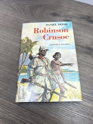 Robinson Crusoe By Daniel Defoe 1945 Book Club Edition Vintage Literature HCDJ