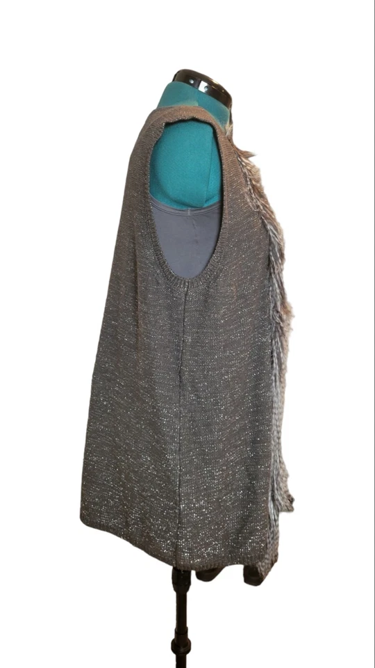 Ruby Rd. Womens Bonne Soiree Faux Fur Trimmed Sweater Vest GunMetal Size Large - Image 2 of 4