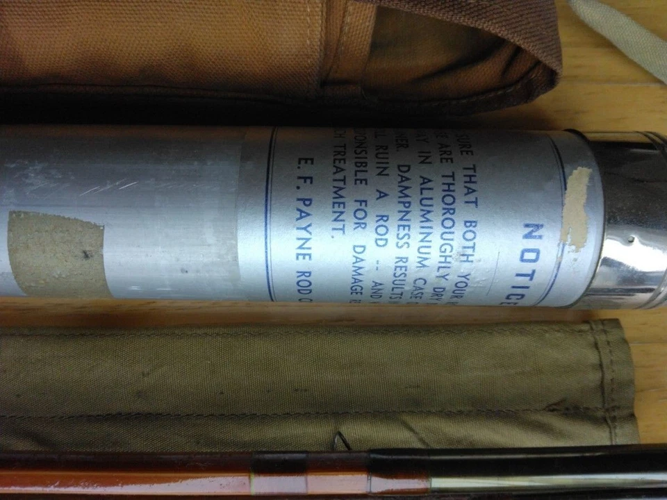 E.F. PAYNE #216 10 pies 3P2T caña de bambú DryFlySalmon con estuche de aluminio Foto 3 de 4