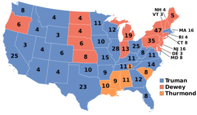 1948 US PRESIDENT ELECTION ELECTORAL COLLEGE MAP POSTER PICTURE PHOTO PRINT 6460
