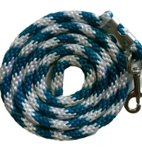 PONY Nylon Lead Rope 70 inches with steel  Swivel Snap - candy cane teal