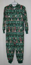 Disney Mickey Green Holiday One Piece Hooded PJ Pajamas Outfit Kids Size 4 NEW