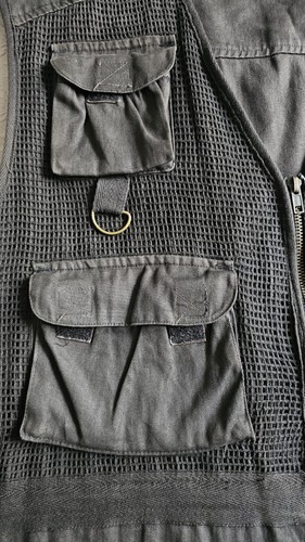 Vtg. Mens Sasson Canvas Cargo Vest Blk.sz L* - Picture 5 of 7