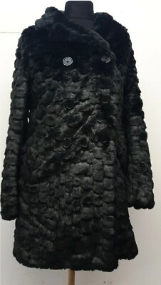 Ruby+ed x House Of Fraser schwarzer Damen-Trenchcoat mit Kunstfell Größe UK 10/12 |REF CL19#