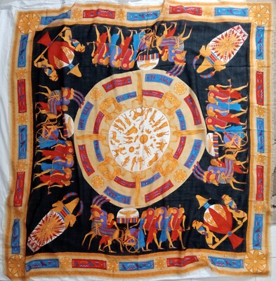 Y# LANVIN Wool and Silk Scarf Shawl 52/52 inch,has threads pulled+ stains