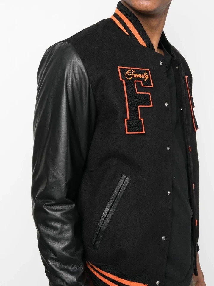 Nueva Chaqueta Universitaria FAMILY FIRST MILANO Logo-Parche Panelado JBF2201 Negra - LG Foto 4 de 4