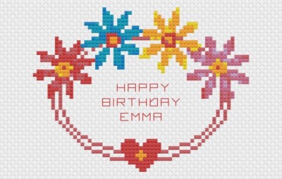 Daisies Birthday Cross Stitch Card Kit or Pattern by Florashell