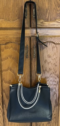 BeBe Natalie Braided Handle Satchel Black Vegan Leather Detachable Crossbody - Picture 5 of 7