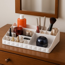 White Bedroom Bathroom Cosmetic Storage and Makeup Organizer Large Capacity