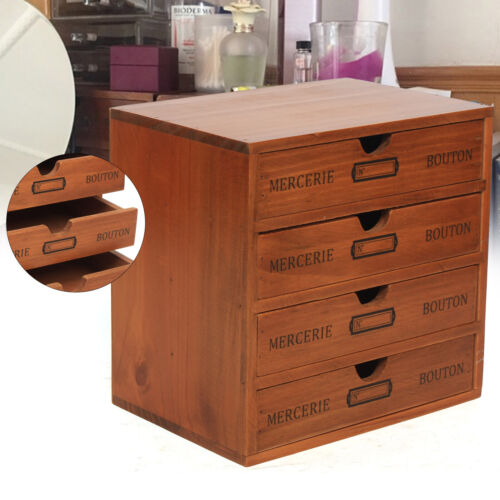 Vintage 4 Layers Trinket Jewelry Storage Box Wooden Chest Treasure Organizer