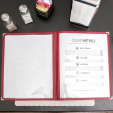 20 PACK 8 1/2" x 11" Burgundy Vinyl 2 Page Pocket Clear Menu Cover Restaurant