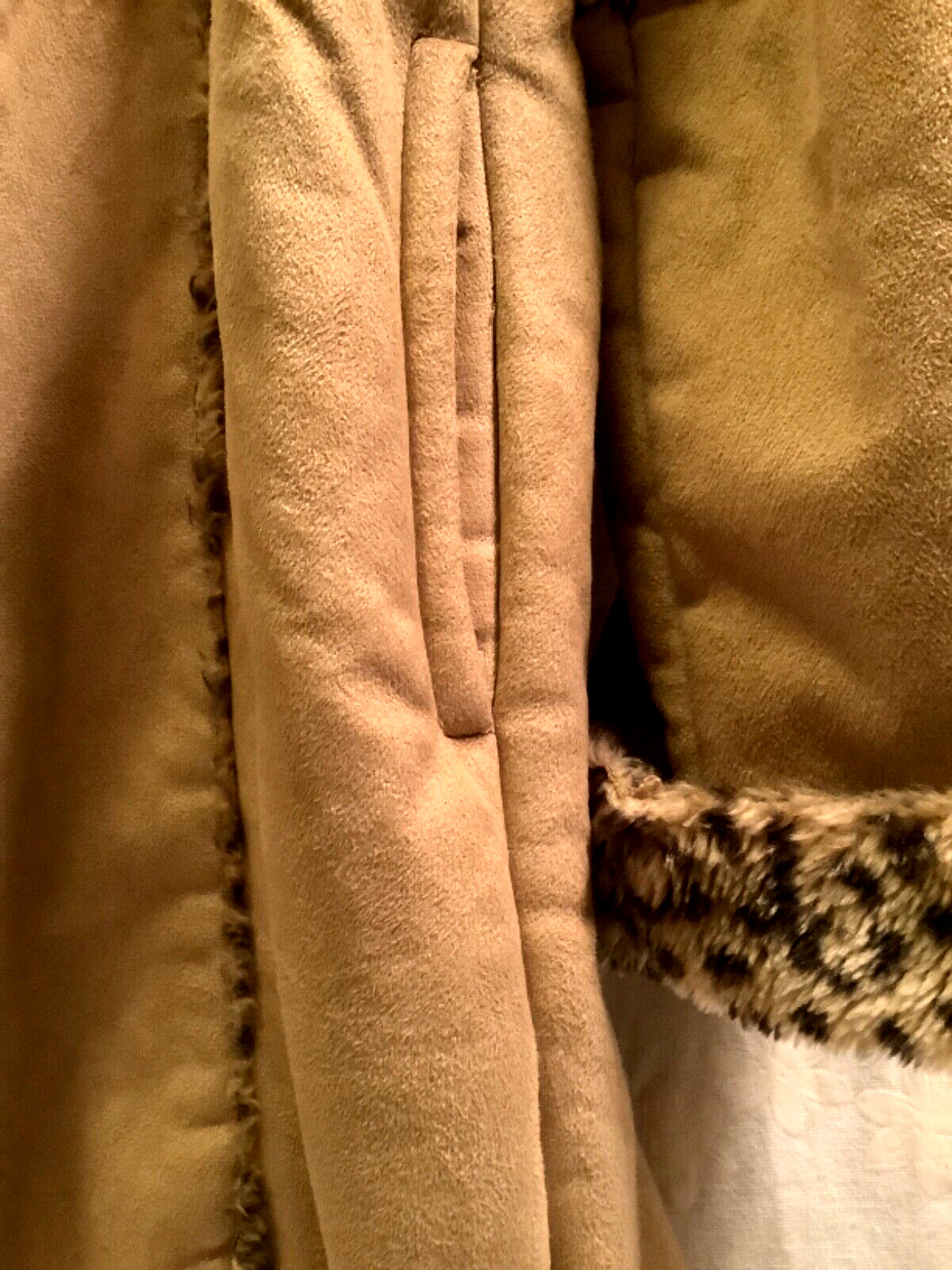 Patchwork Coat W/Embroidery Microsuede Leopard Xl… - image 3