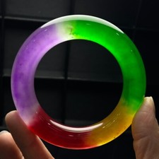 Certified Natural high ice Multicolor Burmese Jade jadeite bracelets Bangle 60mm