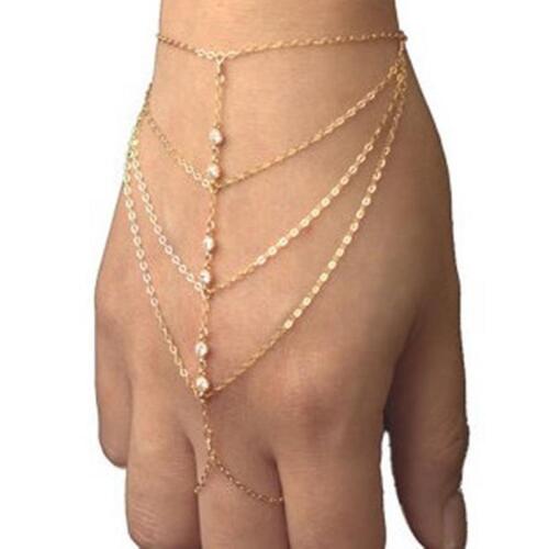 Celebrity Multi Chain Tassel Bracelet Bangle Slave Finger Ring Hand Harness GL❤1 - Picture 1 of 7