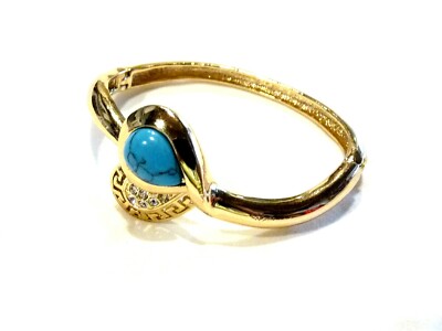 Schmuck Goldlegierung Armband Jonc Herz Form Türkis Filigran und Strass