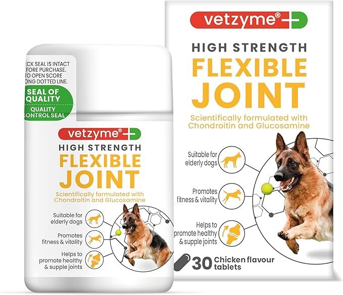 Vetzyme | High Strength Flexible Joint Supplements for Senior Dogs | 30 Tablet