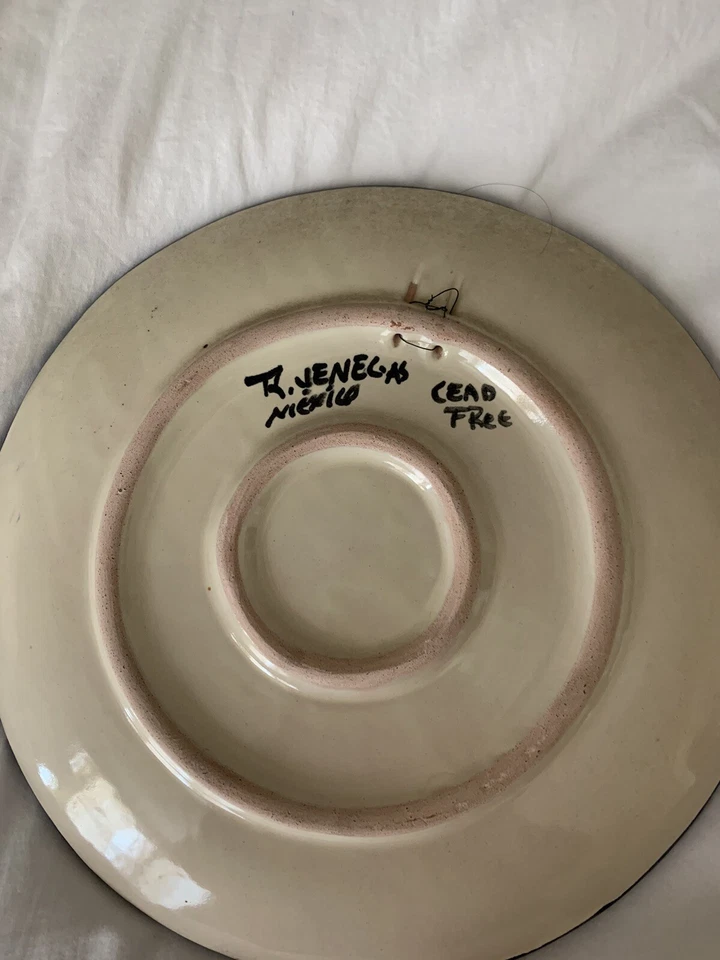 "Plato de cerámica decorativo cala lirio pintado a mano 10"" México" Foto 2 de 2