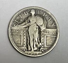 1917 T1 Silver Standing Liberty Quarter Fine #142