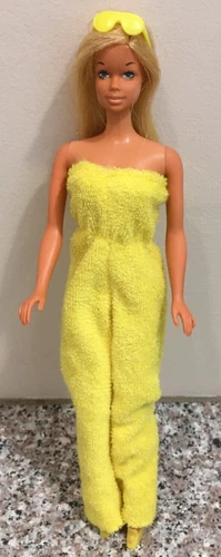 Vtg 1974-75 Mattel Barbie #1067 Blonde TNT Sunset Malibu Barbie Yellow Jumpsuit