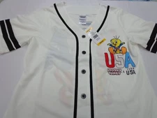 Tweety Bird USA  Looney Tunes Button Up Baseball Jersey Shirt Women’s Medium NEW