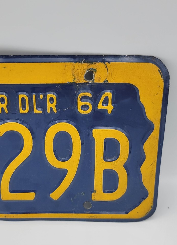 1964 Pennsylvania New Car Dealer License Plate A9429B Letzler's