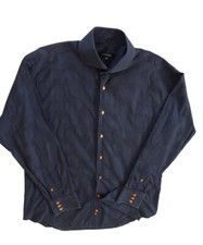 Bogosse Men's Long-sleeved Button Down Shirt Paisley Floral Storm Blue