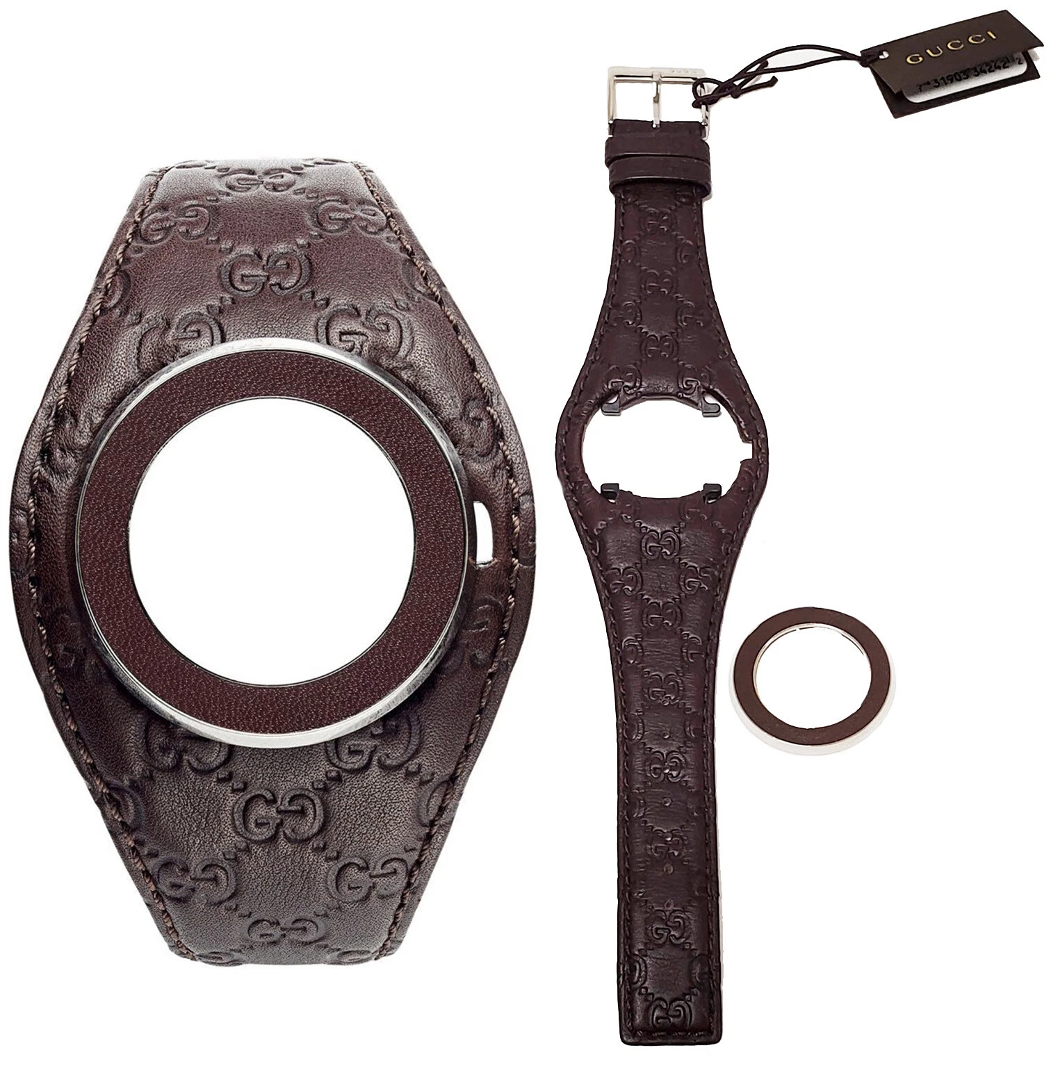 MONTRE GUCCI YFA50052 BRACELET BAZEL KIT 4 U PLAY GUCCISSIMA CUIR MARRON