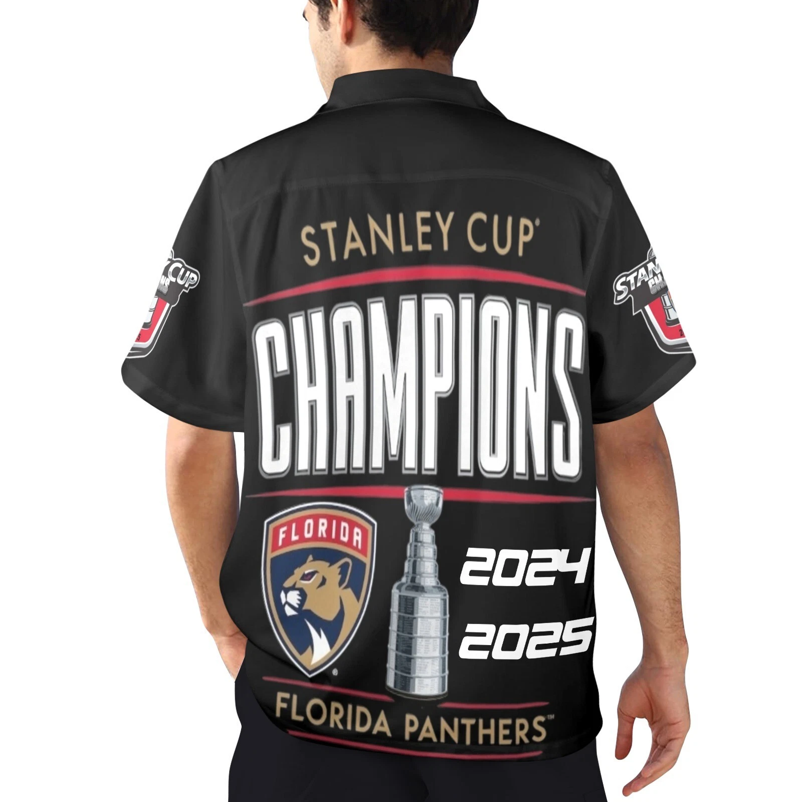 Hawaiian Button Shirt.  Florida Panthers. 2025 Stanley Cup Champions