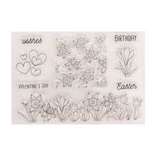 Flowers Leaves Spring Easter Clear Stamps for Cards Making Decoration Clear S...