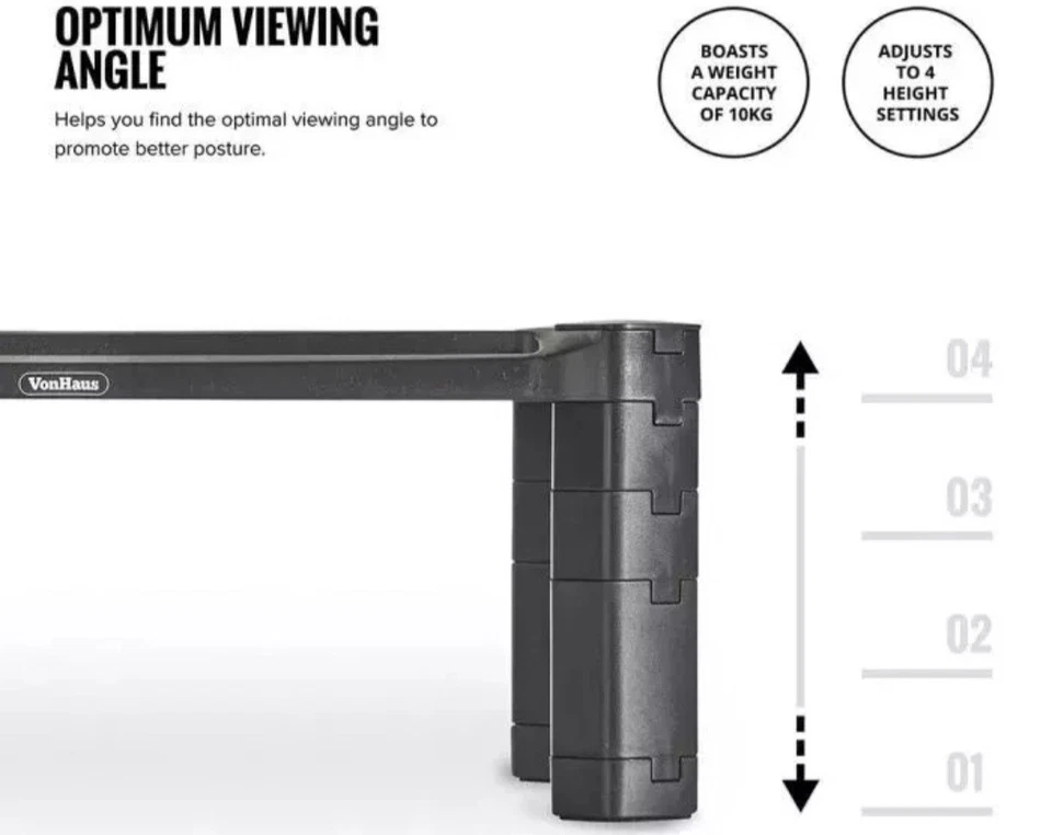 VonHaus Smart Stand with Stackable Height Adjustment, Anti-Skid Feet, Black - Image 3 of 4