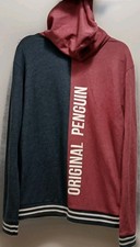 Original Penguin Double Sided Pullover Hoodie Red Blue Men's Size Medium EUC 