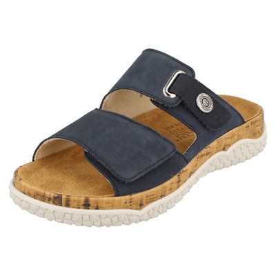 Damen Rieker V0300 Casual Extra Breit Mule Sandalen Blau