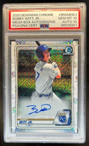 2020 Bowman Bobby Witt Jr. Chrome Auto Mega Box Mojo Refractor #BMA-BWJ PSA 10