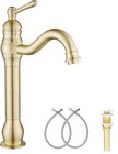Bathroom Faucet  360° Swivel Single-Handle One Hole Vessel Brushed Gold