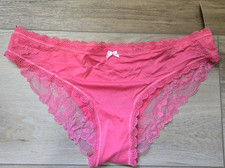NWT Vintage Victoria's Secret Coral Pink Silky Smooth Lace Cheekini Panties M