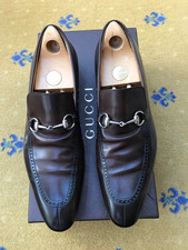 Gucci Halbschuhe Schuhe Braun Leder Silber Horsebit Schnalle Herren UK 10 US 11 EU 44